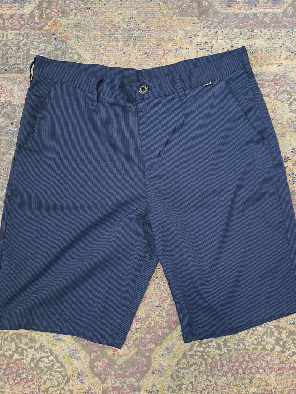 Hurley Dri-Fit Shorts Men Size 34 Flat Front Pockets Mini Stripe Stretch Casual